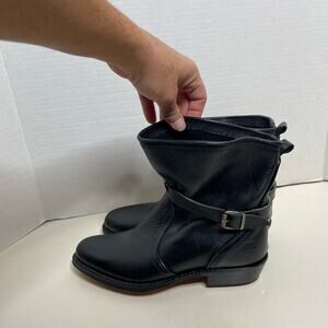 FRYE Peter Pan Womens Black Leather Ankle Boots Round Toe Size 5